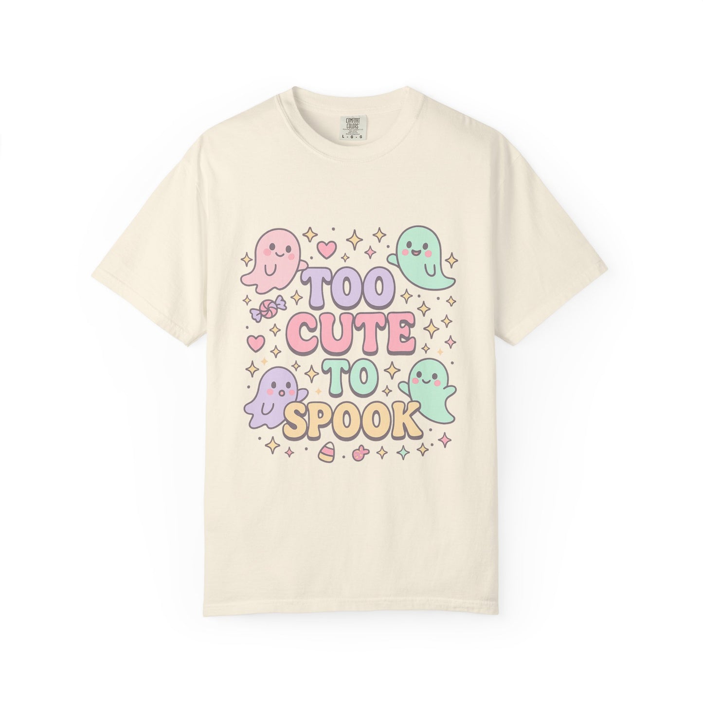 Too Cute to Spook Comfort Colors T-Shirt, Halloween Tee, Unisex Garment-Dyed Shirt, Cute Ghosts Tee, Casual Fall Fashion