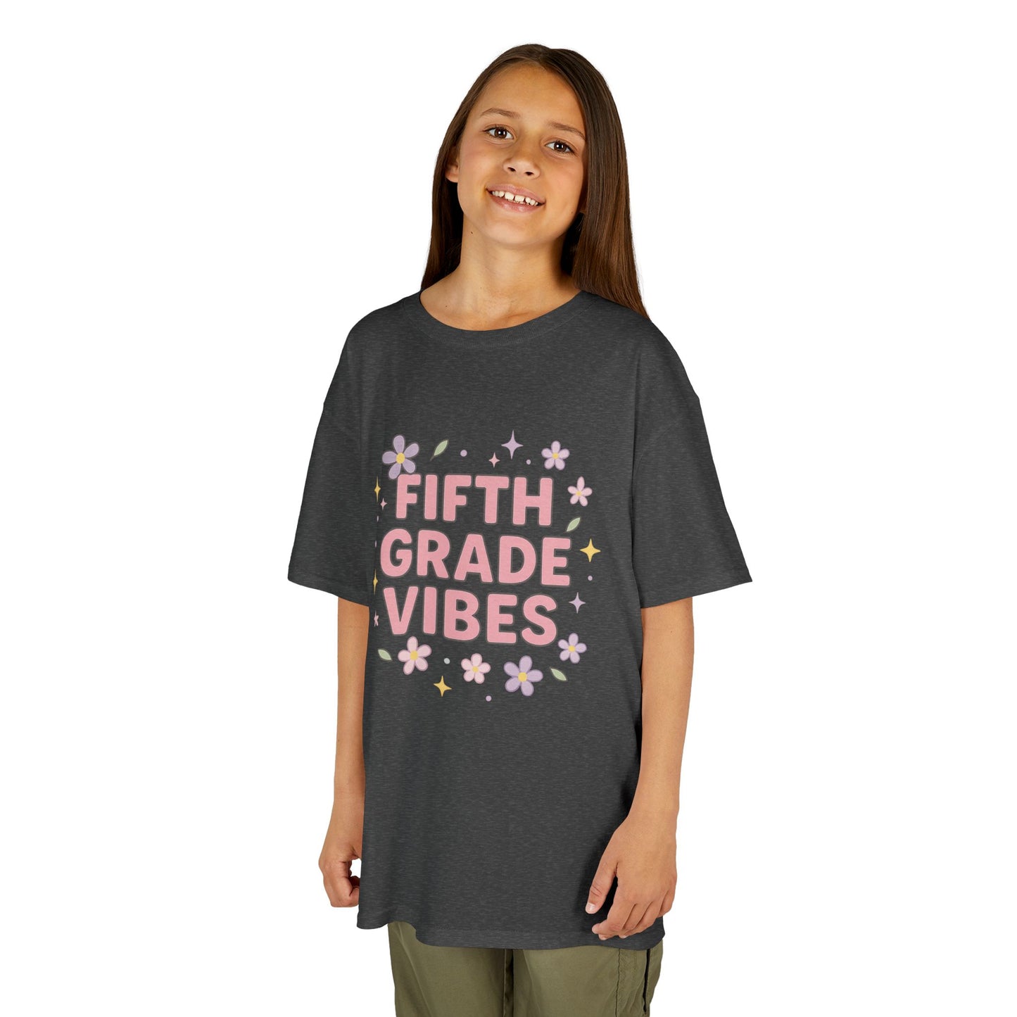 Fifth Grade Vibes Kids Tee, Fun Youth T-Shirt, Back to School Apparel, Flower Power Tee, Casual Summer Shirt, Gift for Kids