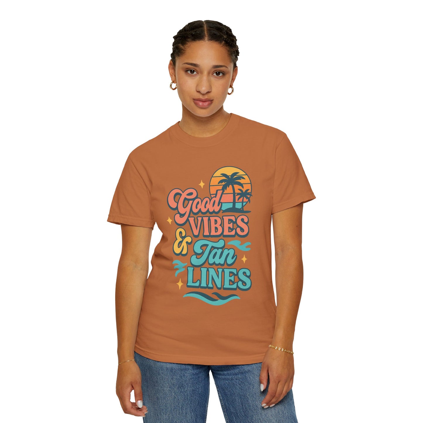 Good Vibes & Tan Lines Unisex T-Shirt, Summer Apparel, Beach Graphic Tee, Vacation Style, Casual Wear, Gift for Him/Her
