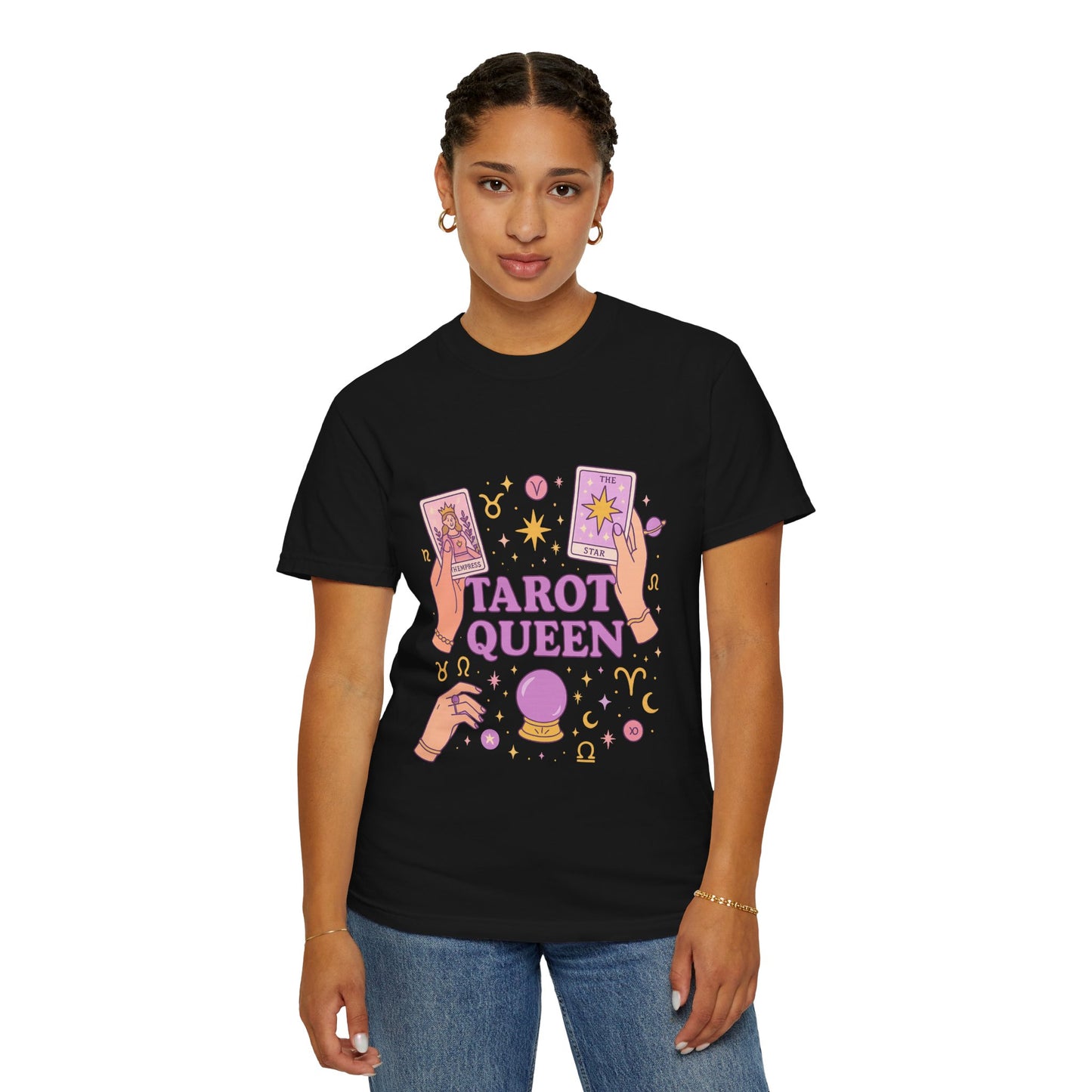 Tarot Queen Graphic Tee, Unisex T-Shirt, Astrology Apparel, Gift for Tarot Lovers, Boho Style Clothing, Spiritual Fashion