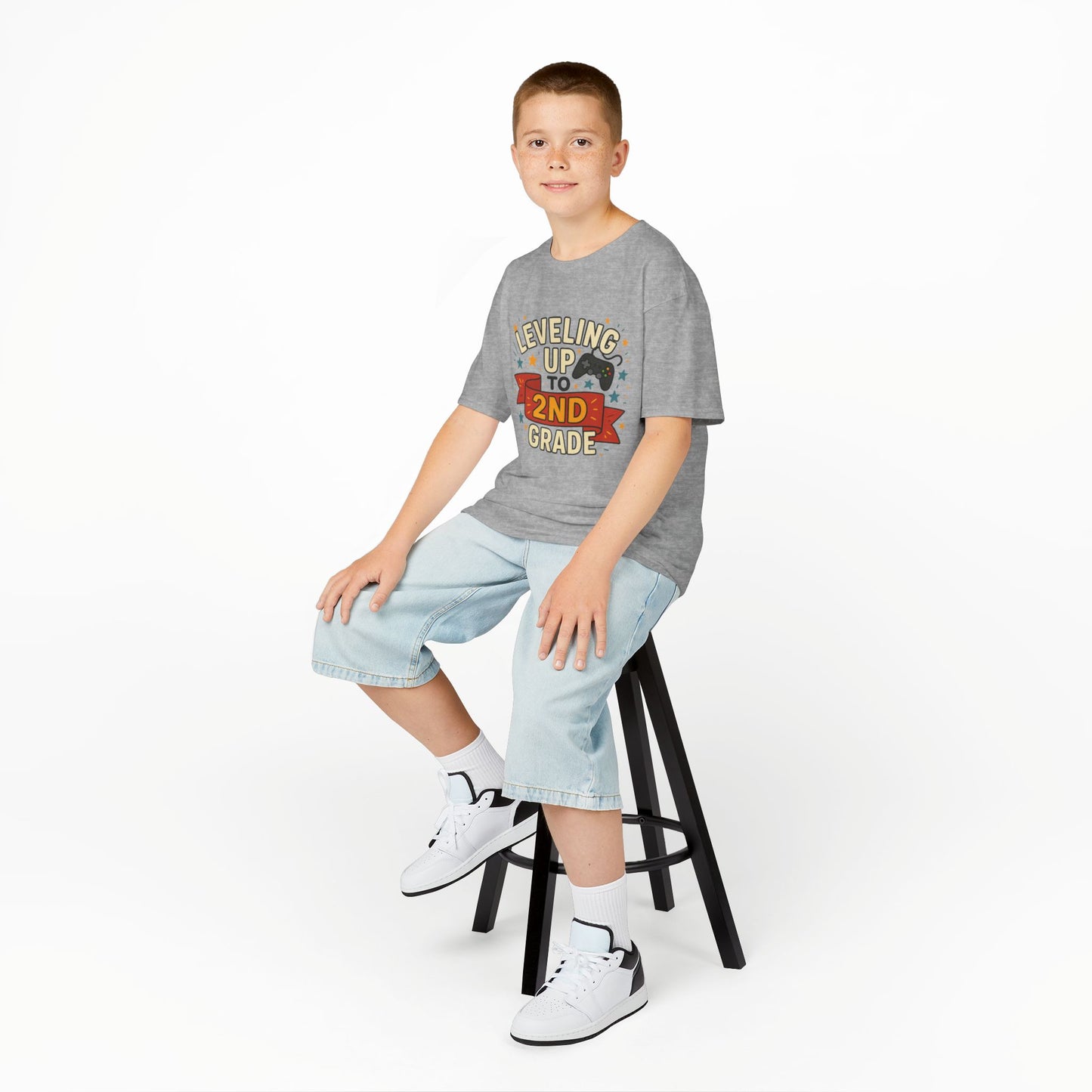 Kids Gaming Tee - Leveling Up to 2nd Grade, Back to School Shirt, Gaming Gift, Fun Children's Apparel, Birthday Celebration Outfit