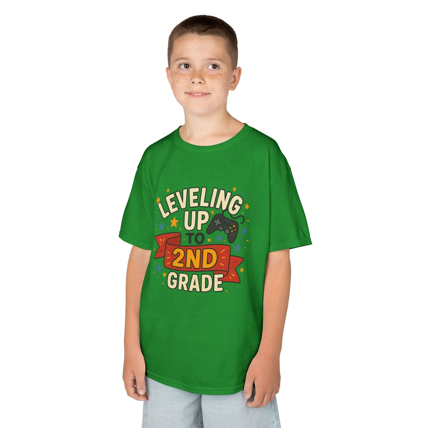 Kids Gaming Tee - Leveling Up to 2nd Grade, Back to School Shirt, Gaming Gift, Fun Children's Apparel, Birthday Celebration Outfit