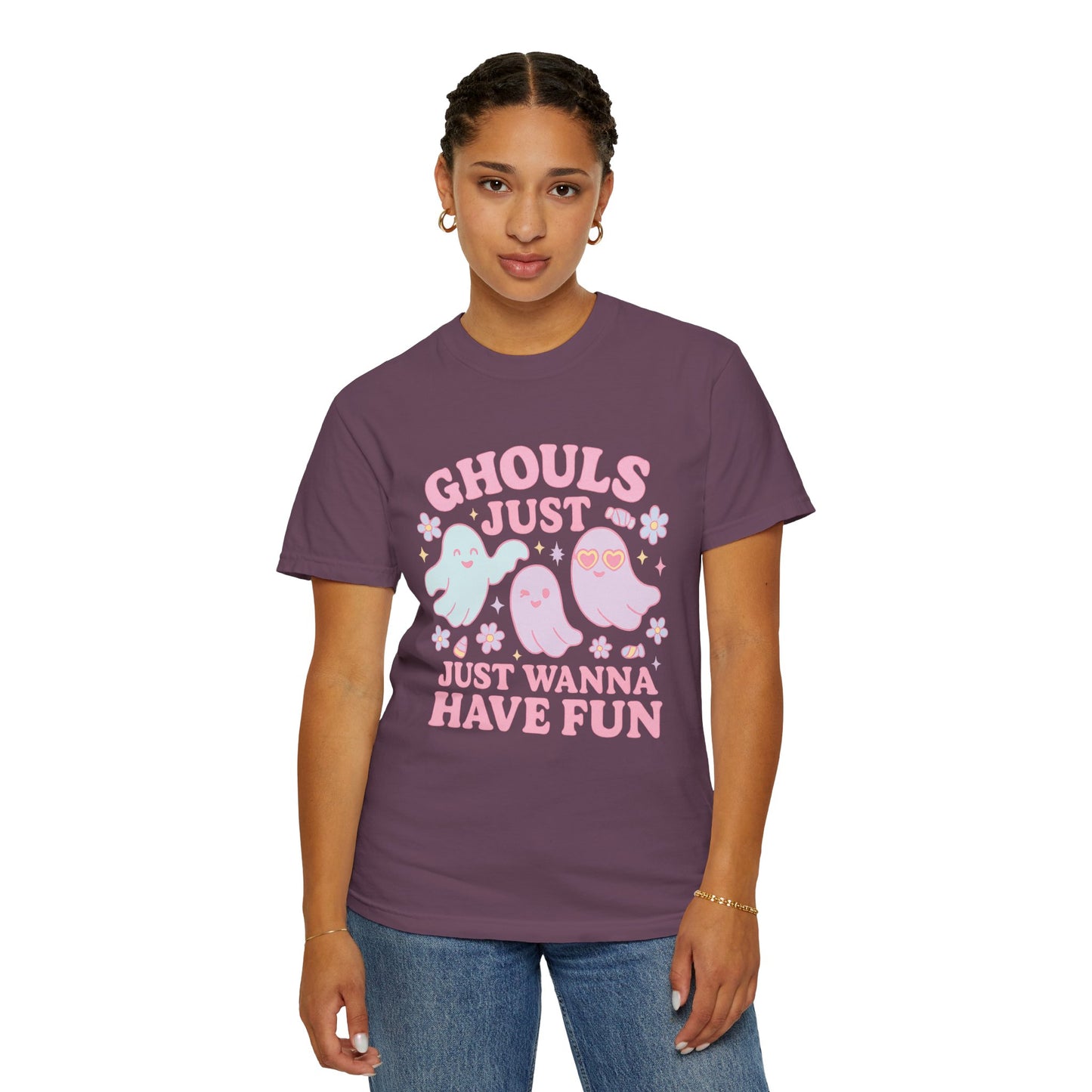 Ghouls Just Wanna Have Fun Comfort Colors T-Shirt, Spooky Vibes, Halloween Apparel, Unisex Graphic Tee, Cute Ghost Design, Casual Wear