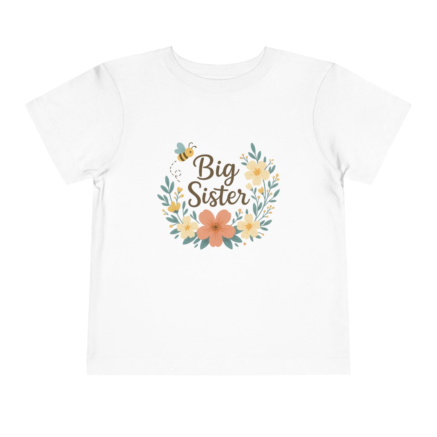 Toddler Big Sister Tee, Cute Kids Shirt, Floral Children's Top, Gift for New Big Sisters, Baby Announcement Outfit