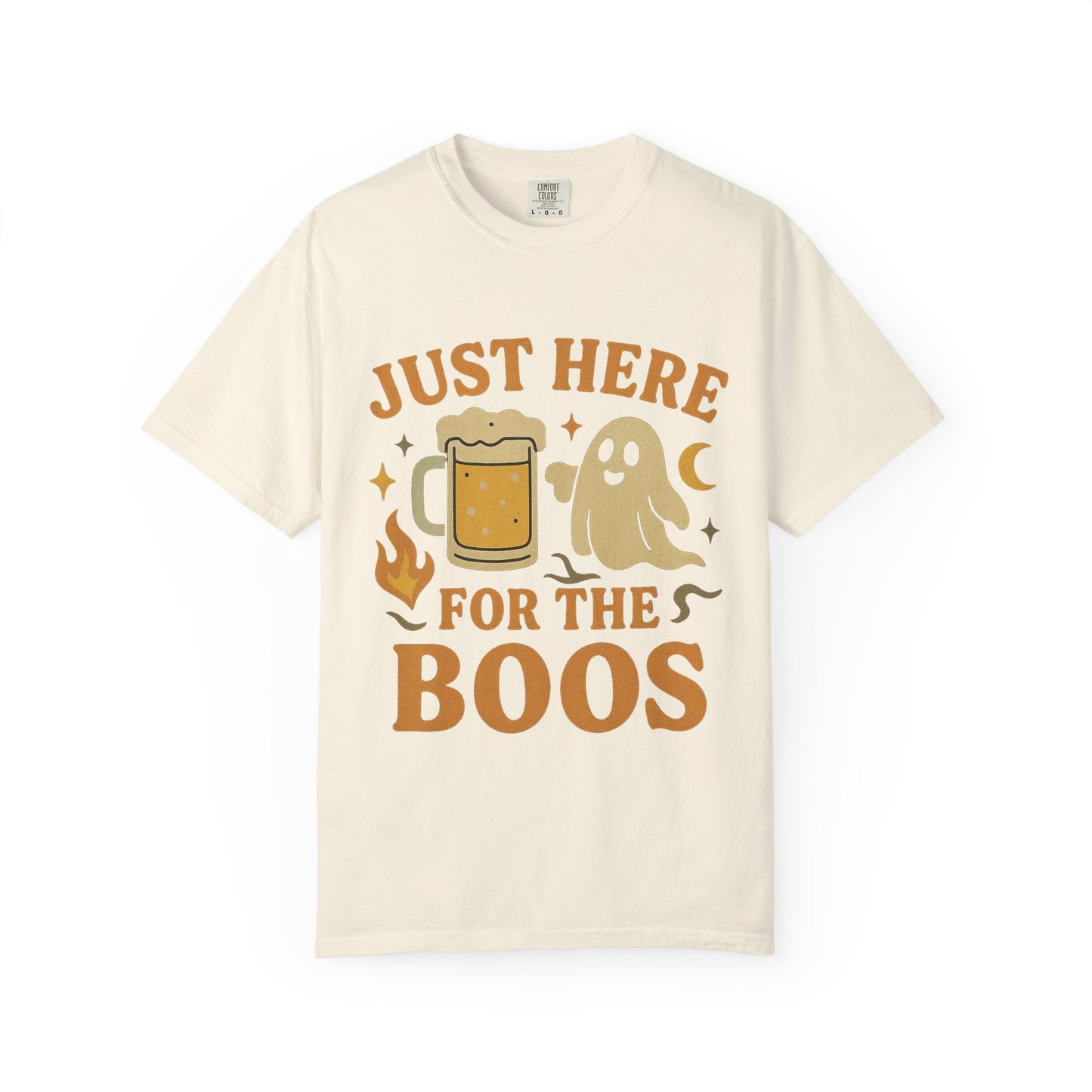 Halloween Party Comfort Colors T-Shirt, Unisex Garment-Dyed Tee, Just Here for the Boos, Fall Celebrations, Fun Gift Idea