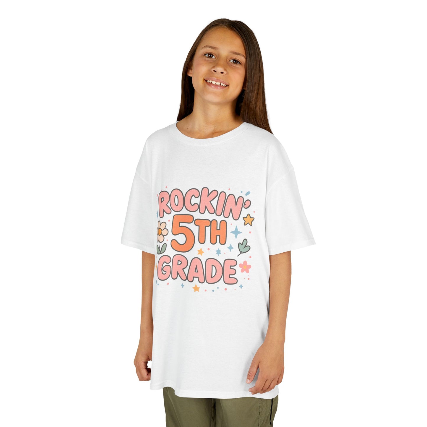Rockin' 5th Grade Kids Tee, Lightweight Cotton T-Shirt, Back to School Shirt, 5th Grade Graduation Tee, Kids' Graphic Tee