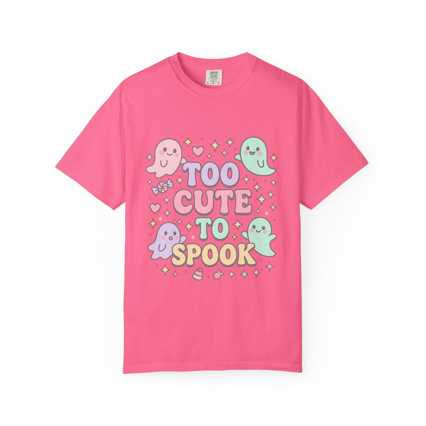 Too Cute to Spook Comfort Colors T-Shirt, Halloween Tee, Unisex Garment-Dyed Shirt, Cute Ghosts Tee, Casual Fall Fashion