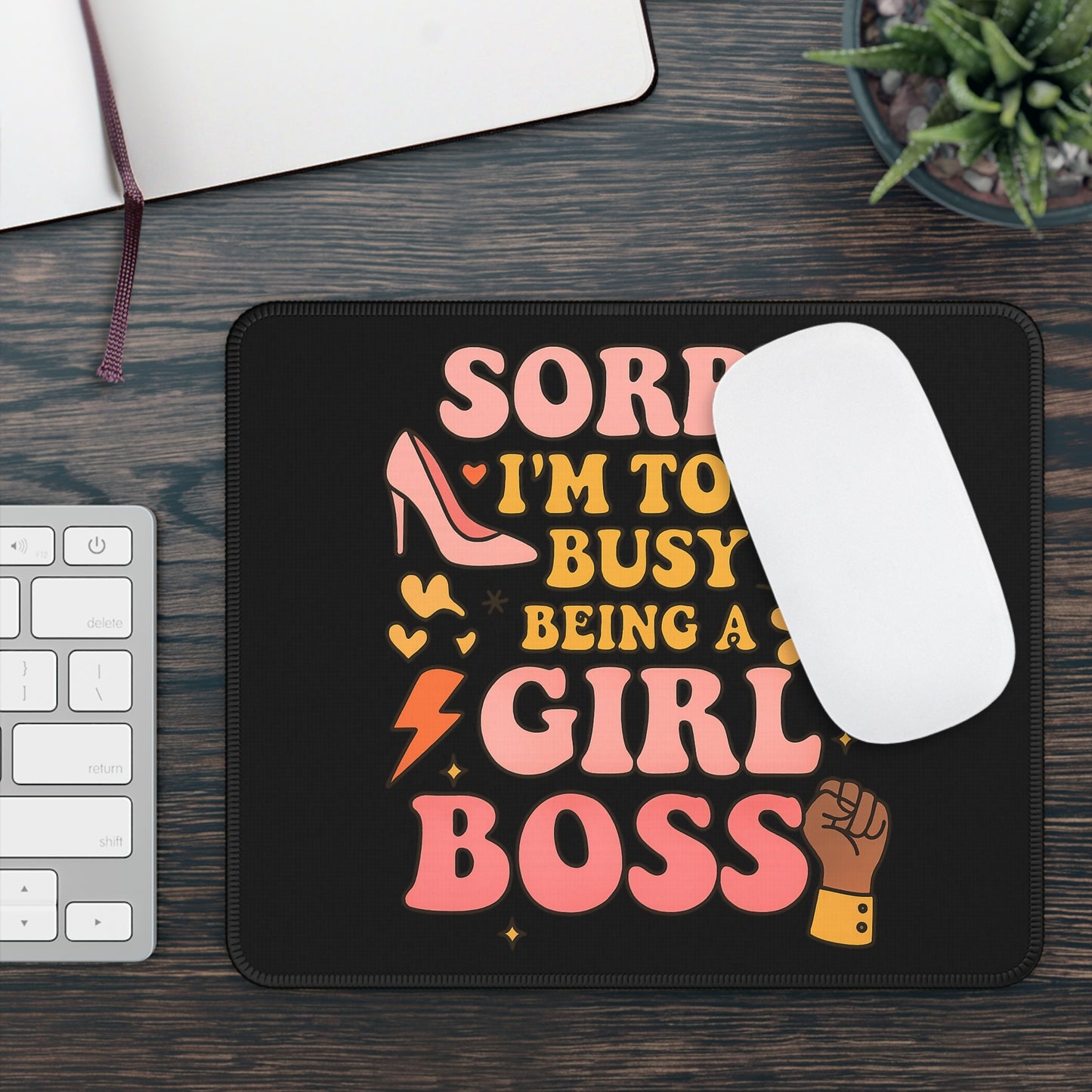 Girl Boss Gaming Mouse Pad, Desk Accessories for Women, Motivational Office Decor, Gamer Gifts, BOSS Lady Mousepad