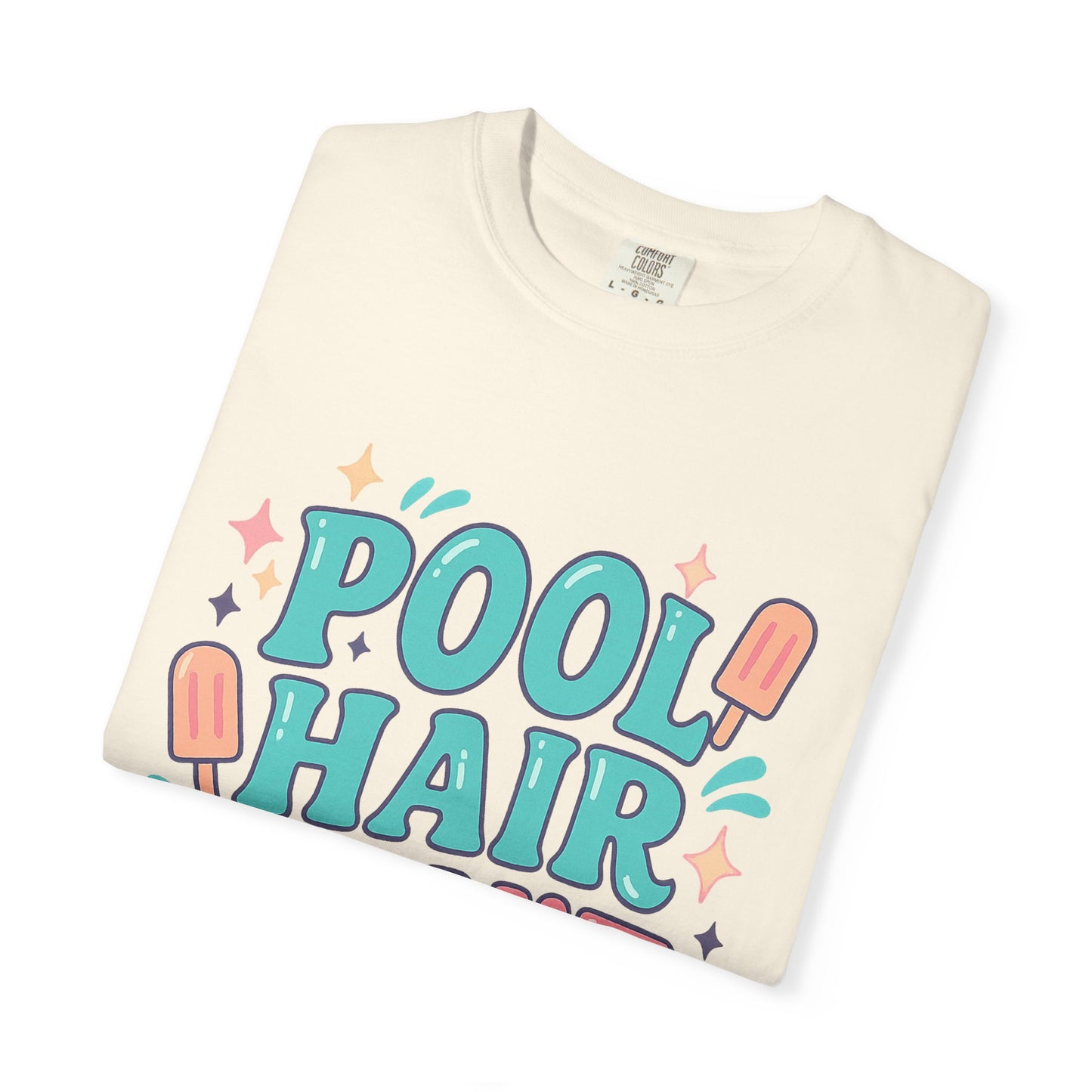 Pool Hair Don't Care Comfort Colors T-Shirt, Summer Graphic Tee, Unisex Beachwear, Fun Pool Day Shirt, Summer Vacation Apparel, Gifts for Pool Lovers