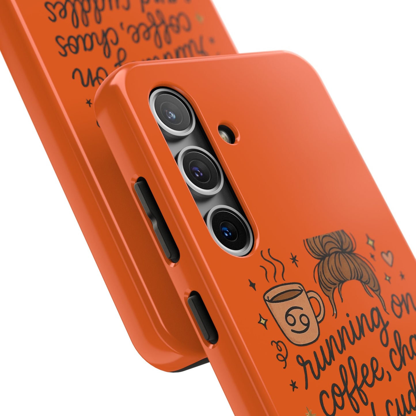 Cute Coffee Chaos Phone Case - Running on Coffee, Chaos & Cuddles, Stylish Tough Case for Coffee Lovers, Gift for Friends, Cute Phone Cover