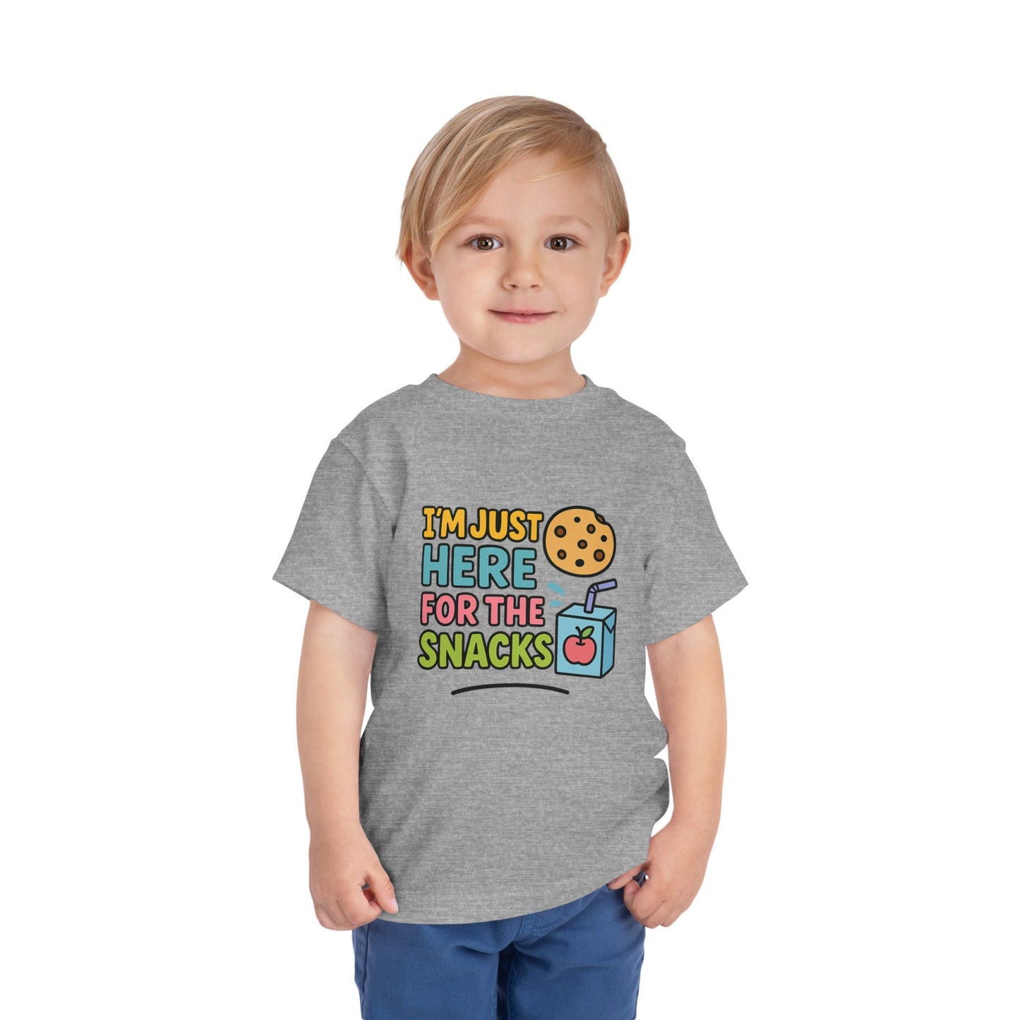Funny Toddler Tee - I'm Just Here for the Snacks, Kids Short Sleeve Shirt, Snack Lover Gift, Playtime Top, Cute Toddler Clothing