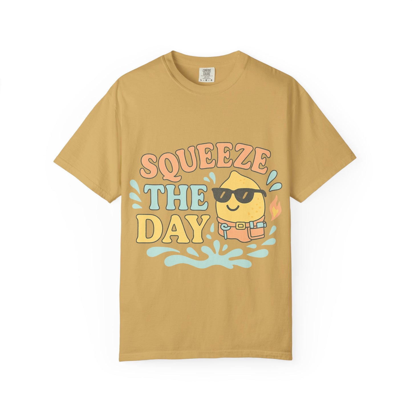Squeeze The Day Unisex Garment-Dyed T-shirt, Funny Summer Shirt, Beachwear, Gift for Citrus Lovers, Cute Graphic Tee