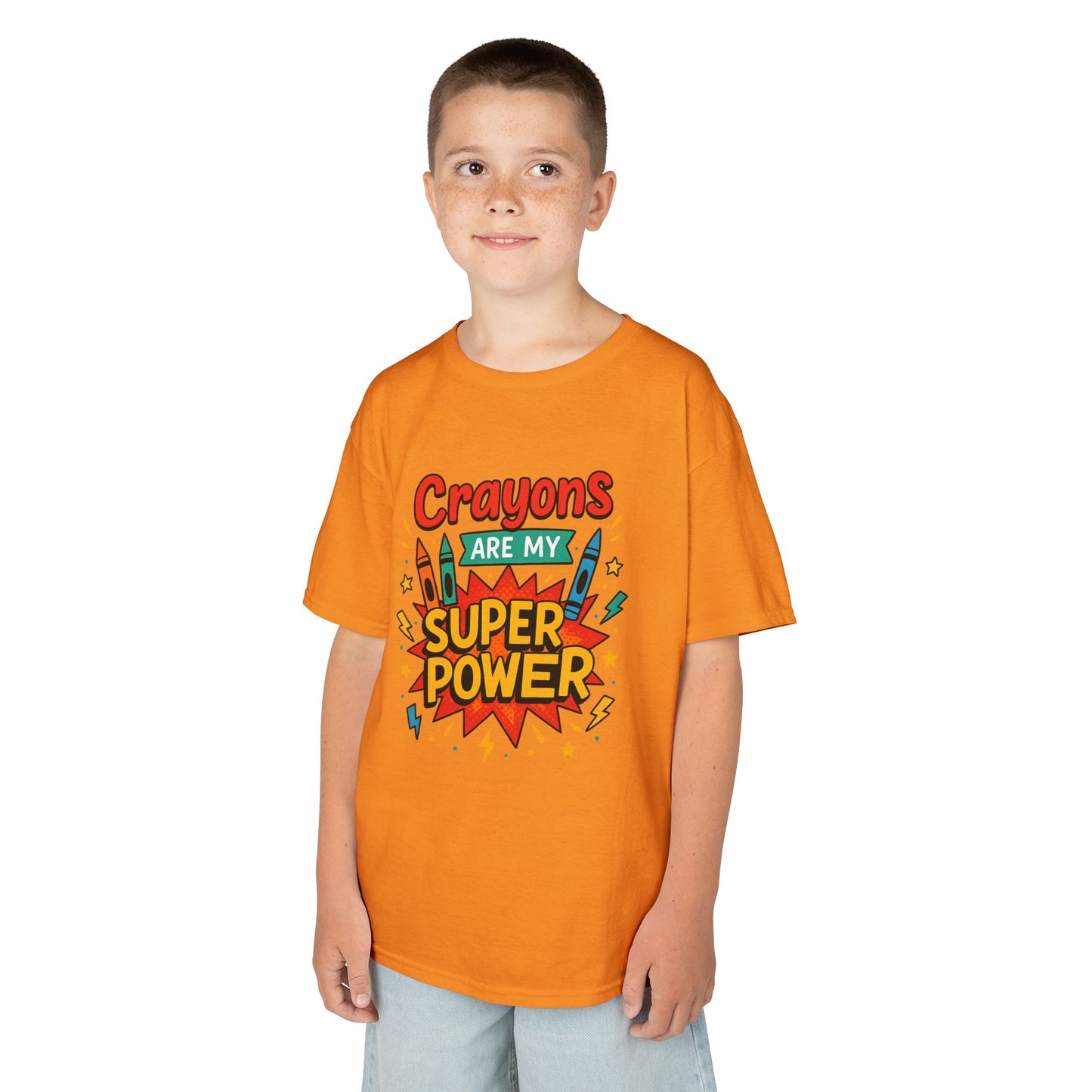 Kids Super Power Tee - Fun Crayon Design, Teacher Gift, Birthday Party, Kids' Activities, Art Enthusiast, Creative Wear