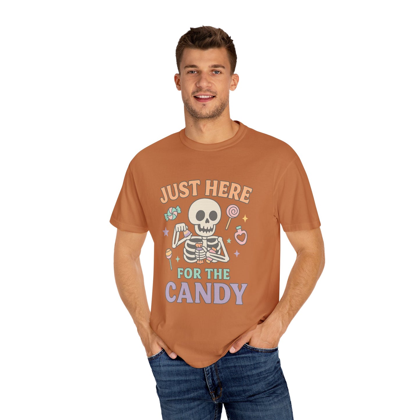 Funny Skeleton Candy Comfort Colors T-shirt, Halloween Shirt, Unisex Tee, Soft Cotton Tee, Casual Halloween Apparel, Party Wear