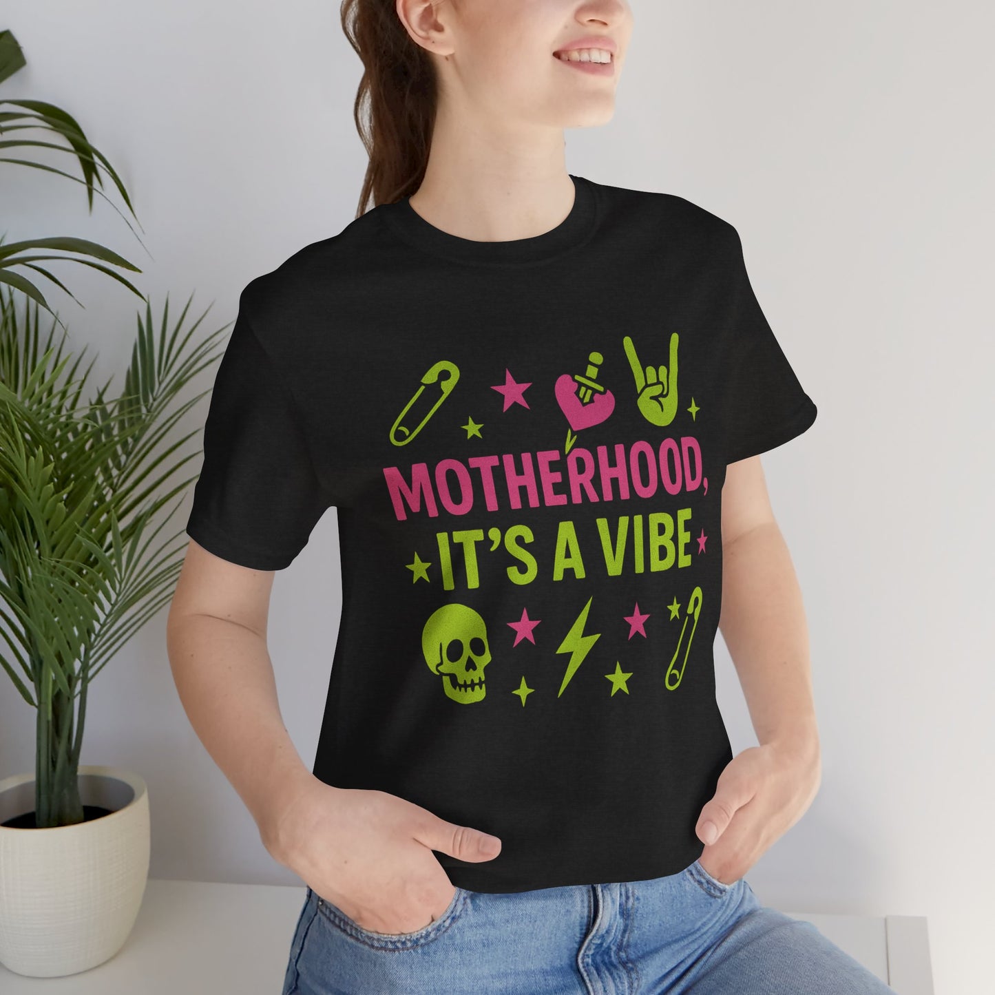 Motherhood Vibe Tee, Fun Unisex T-Shirt for Moms, Gift for New Mothers, Casual Wear, Unique Parenting Shirt