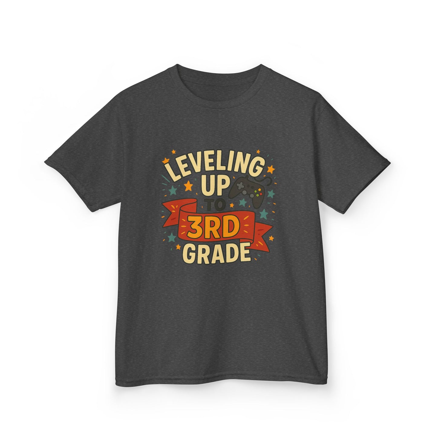 Kids Grade Celebration Tee | Leveling Up to 3rd Grade Shirt, Back to School Gift, Birthday Outfit, Fun Kids T-Shirt, Classroom Wear
