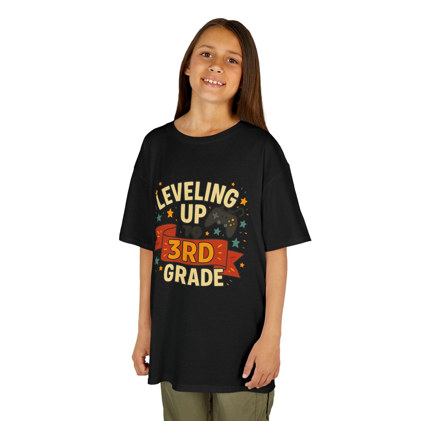 Kids Grade Celebration Tee | Leveling Up to 3rd Grade Shirt, Back to School Gift, Birthday Outfit, Fun Kids T-Shirt, Classroom Wear