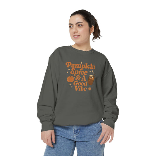Pumpkin Spice Comfort Colors Sweatshirt, Fall Cozy Wear, Unisex Autumn Clothing, Seasonal Gift, Pumpkin Lovers Sweatshirt, Cute Sweatshirt for Fall