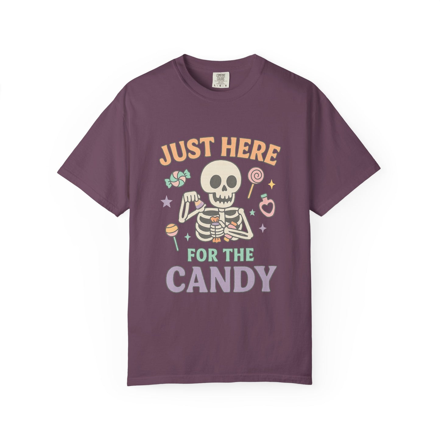 Funny Skeleton Candy Comfort Colors T-shirt, Halloween Shirt, Unisex Tee, Soft Cotton Tee, Casual Halloween Apparel, Party Wear