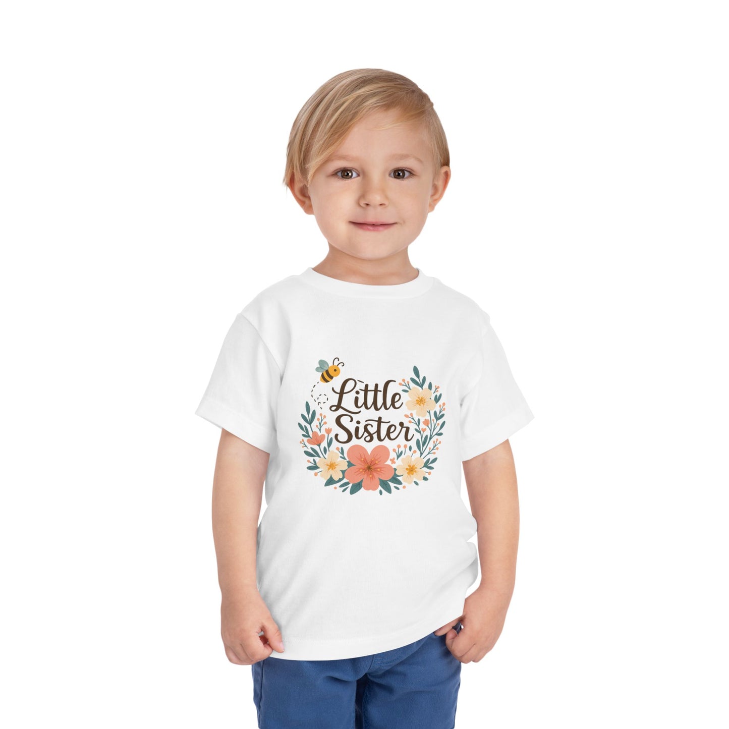Little Sister Floral Toddler Tee, Cute Toddler Shirt, Girls T-Shirt, Baby Gift, Birthday Gift, Floral Design