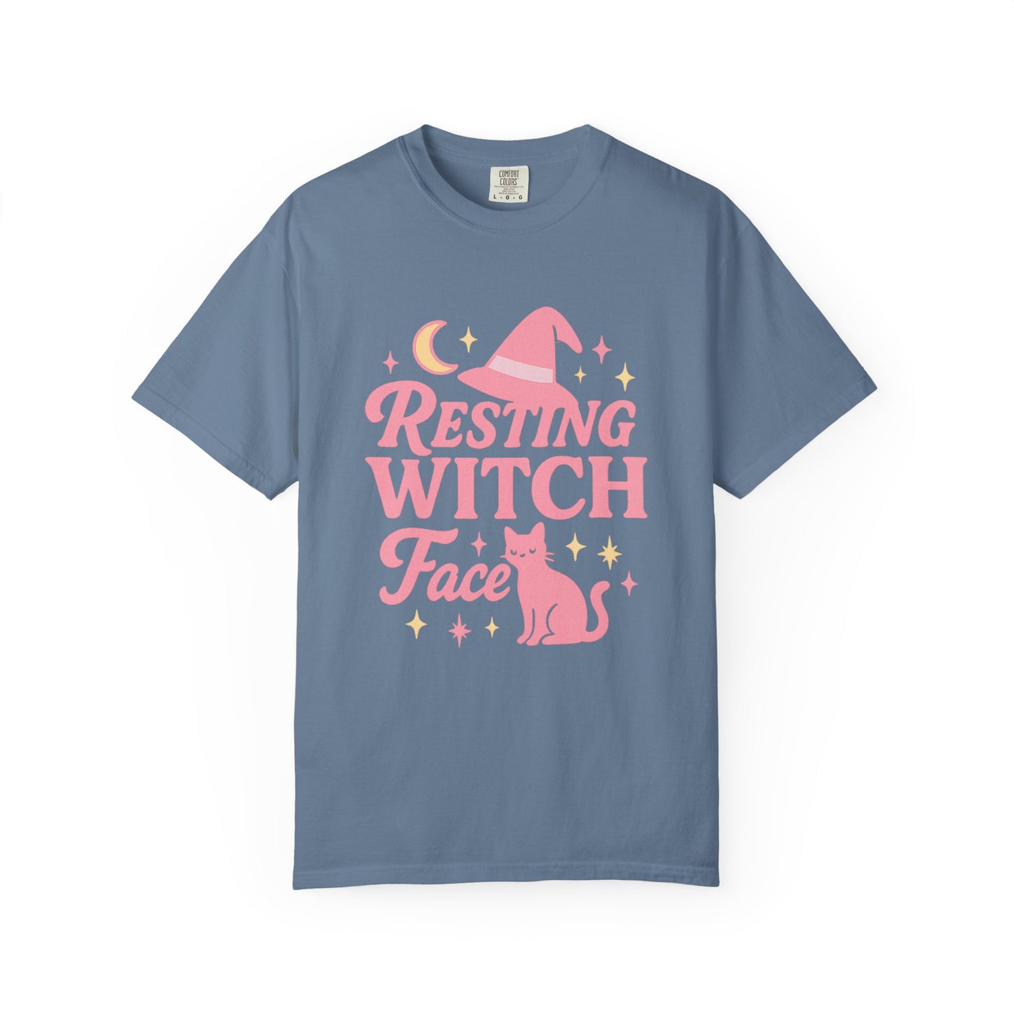 Resting Witch Face Comfort Colors T-Shirt | Unisex Garment-Dyed Tee for Halloween, Cat Lovers, Casual Wear, Gift, Witchy Vibe