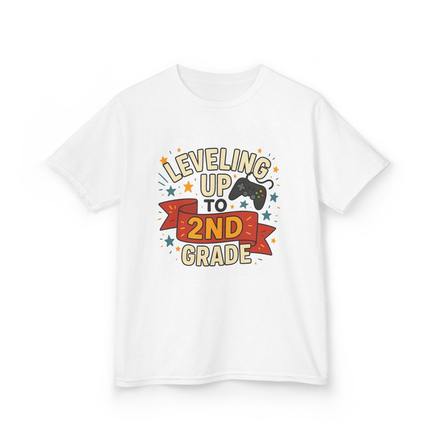 Kids Gaming Tee - Leveling Up to 2nd Grade, Back to School Shirt, Gaming Gift, Fun Children's Apparel, Birthday Celebration Outfit