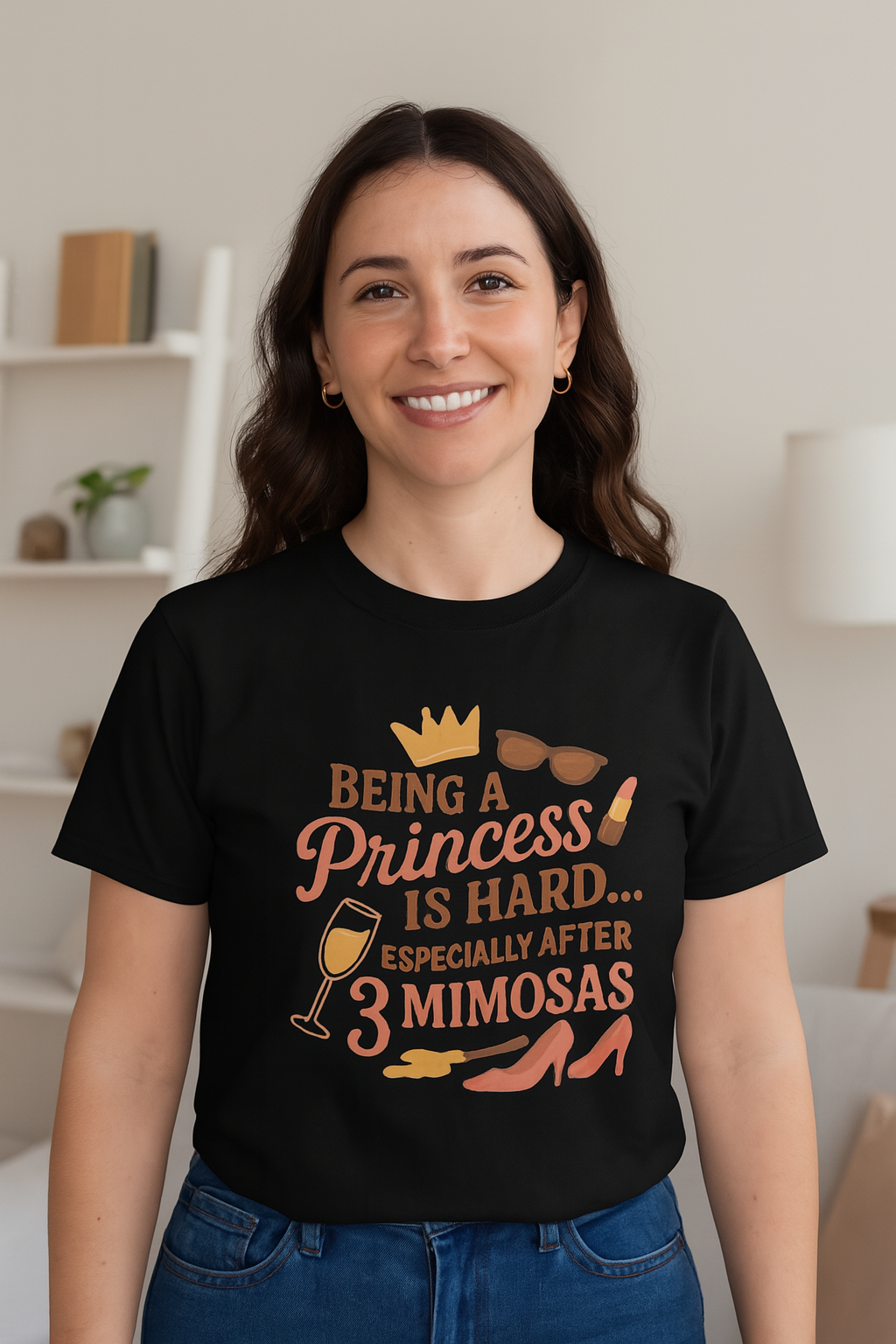 Fun Princess after Mimosas T-Shirt, Cute Gift for Her, Birthday Celebration Tee, Casual Summer Top, Girls' Night Out Shirt