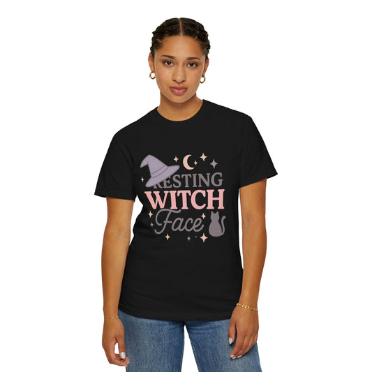 Fun Resting Witch Face Comfort Colors T-Shirt, Cozy Graphic Tee, Halloween Apparel, Gift for Witches, Unisex Seasonal Clothing, Witch-Themed Tee