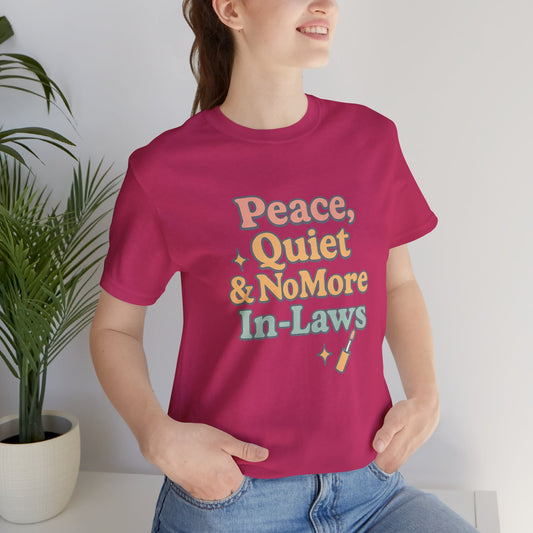 Peaceful In-Law Short Sleeve Tee, Funny Family T-Shirt, Gift for Dad, Relaxation Shirt, Casual Wear, Unisex Tee, Comfort Tee