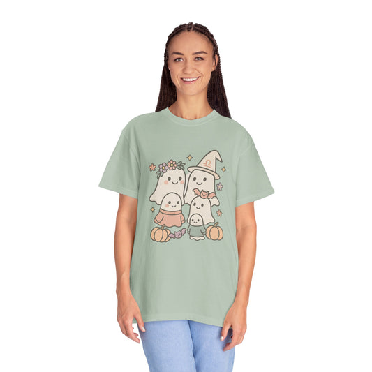 Cute Ghost Family Comfort Colors T-Shirt, Halloween Tee, Pumpkin Shirt, Fall Apparel, Unisex Garment-Dyed Top, Cute Halloween Gift