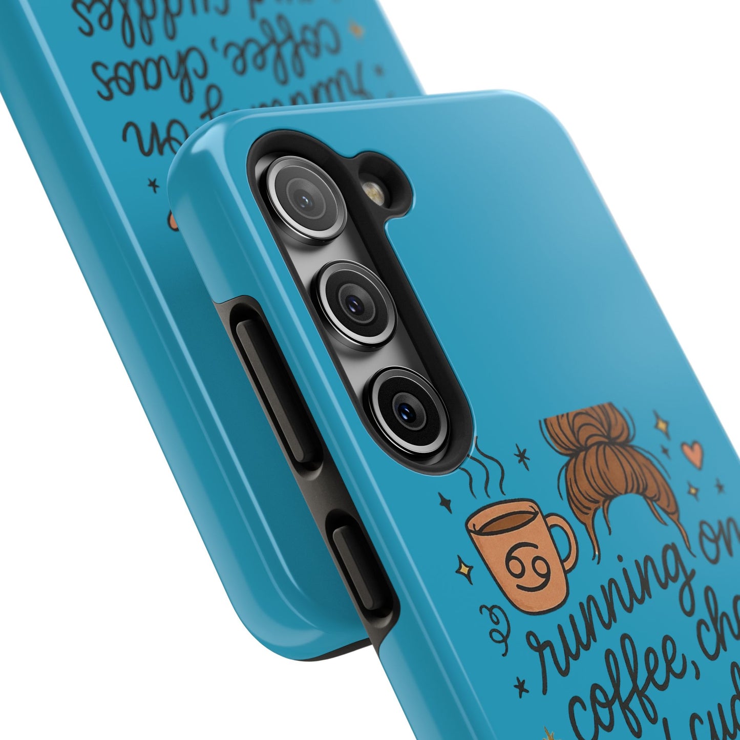 Cute Coffee Chaos Phone Case - Running on Coffee, Chaos & Cuddles, Stylish Tough Case for Coffee Lovers, Gift for Friends, Cute Phone Cover