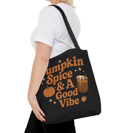 Pumpkin Spice Tote Bag - Fall Essentials, Autumn Tote, Halloween Gift, Good Vibe Bag, Seasonal Shopping Bag