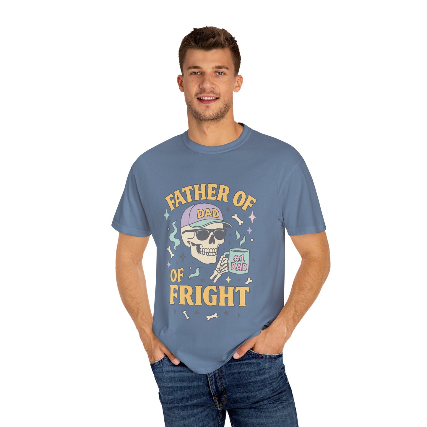 Father of Fright Comfort Colors Shirt, Unisex Halloween T-shirt, Dad Gifts, Spooky Style Tee, Family Fun Apparel, Skeleton Graphic Tee
