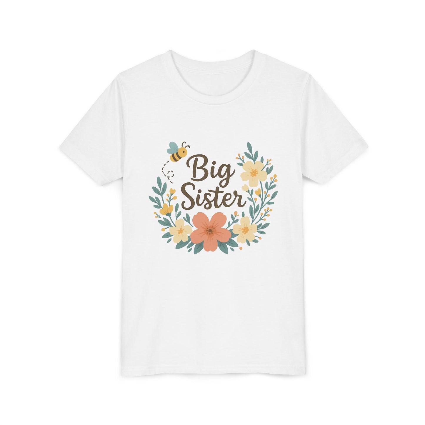 Big Sister Floral Youth Tee, Cute Kids Shirt, Gift for Siblings, Birthday, Family Celebrations, Baby Announcement, Spring Style