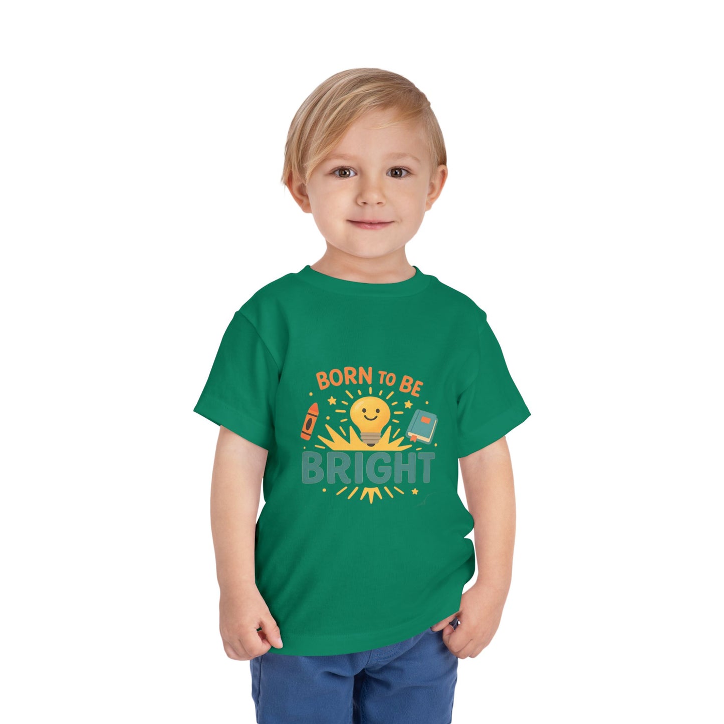 Born to Be Bright Toddler Tee, Kids Short Sleeve Shirt, Fun Nursery Top, Playful Gift for Toddlers, Boys and Girls Birthday Apparel