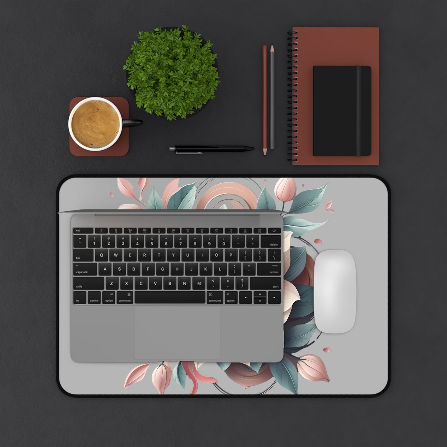 Floral Desk Mat - Elegant Office Decor, Mouse Pad, Game Setup, Housewarming Gift, Home Office Essential