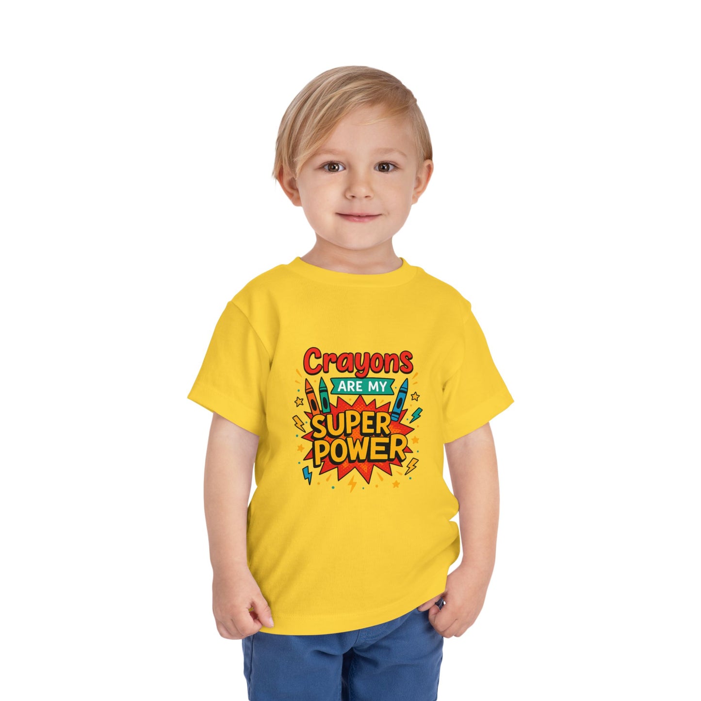 Toddler Super Power Tee, Kids' T-Shirt, Crayon Design, Gift for Preschoolers, Fun Summer Outfit, Birthday Gift Idea