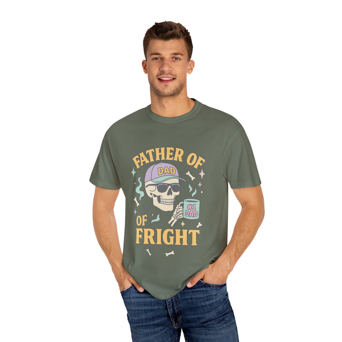 Father of Fright Comfort Colors Shirt, Unisex Halloween T-shirt, Dad Gifts, Spooky Style Tee, Family Fun Apparel, Skeleton Graphic Tee
