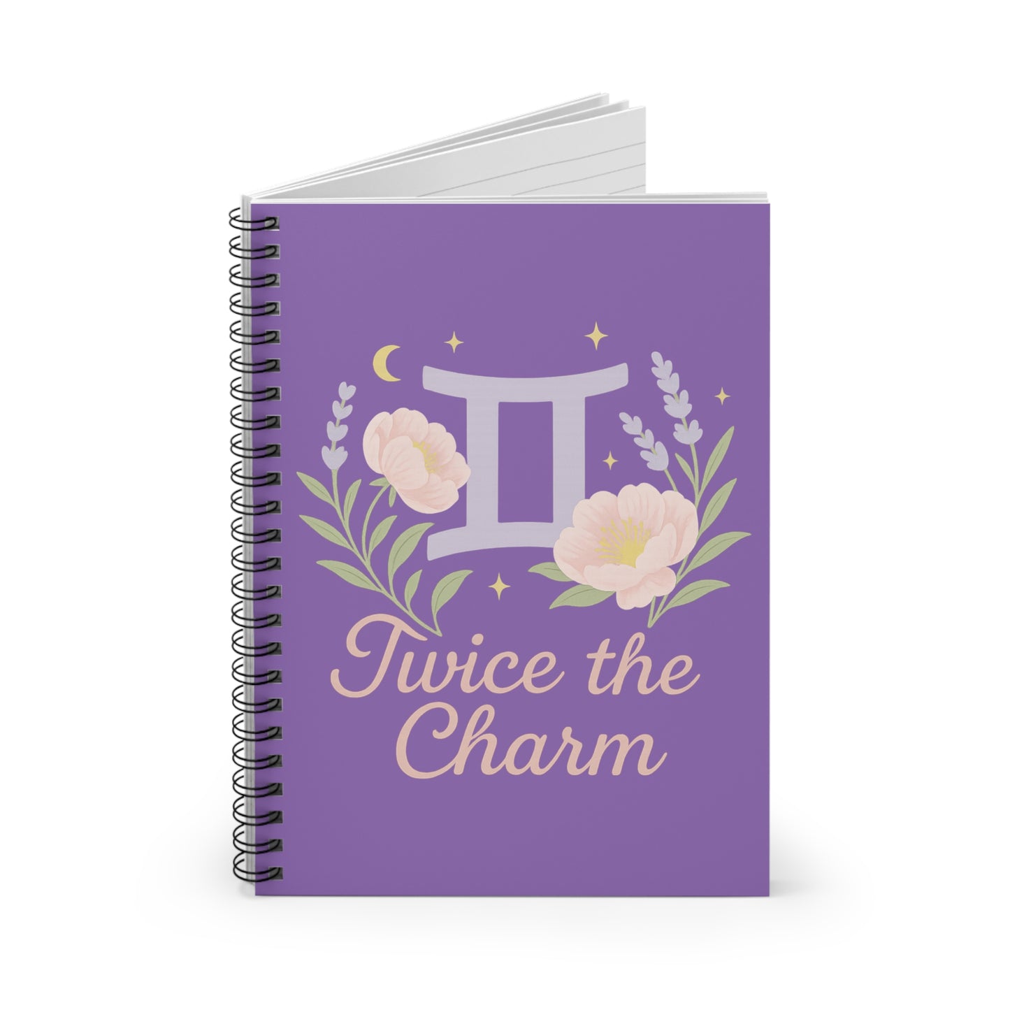 Gemini Spiral Notebook - Twice the Charm, Astrology Journal, Floral Notebook, Gift for Her, Daily Notebook