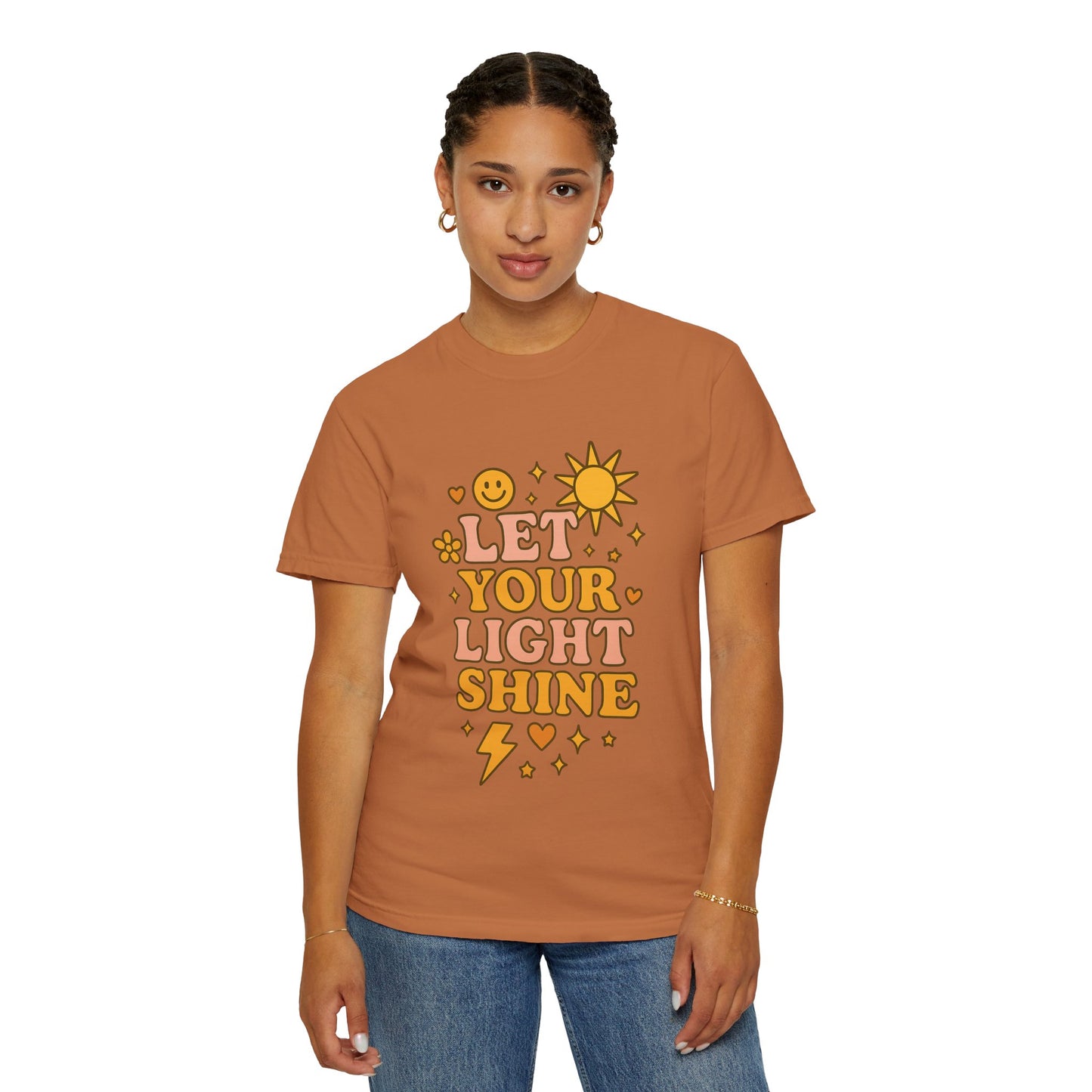 Let Your Light Shine Comfort Colors Tee, Inspirational Shirt, Feel-Good Fashion, Casual Everyday Wear, Gift for Motivation, Sunshine Vibes
