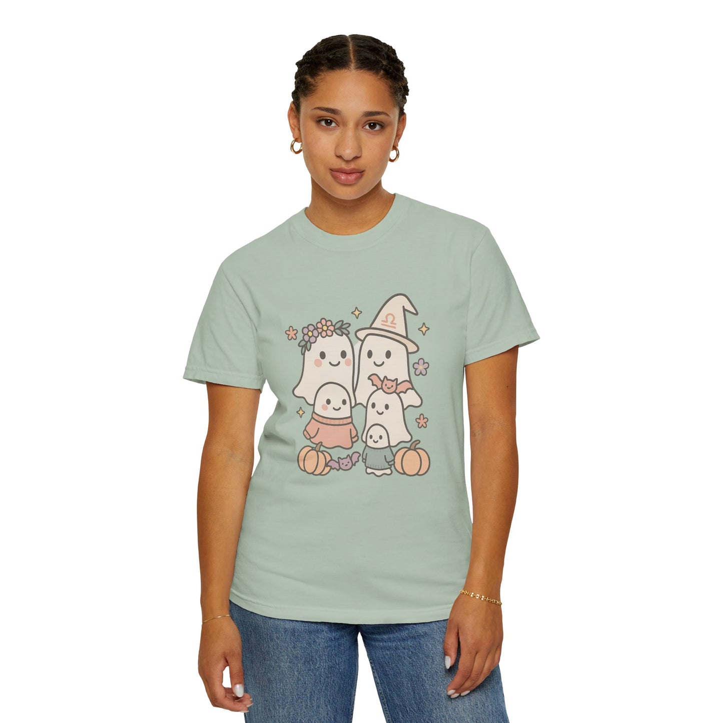 Cute Ghost Family Comfort Colors T-Shirt, Halloween Tee, Pumpkin Shirt, Fall Apparel, Unisex Garment-Dyed Top, Cute Halloween Gift