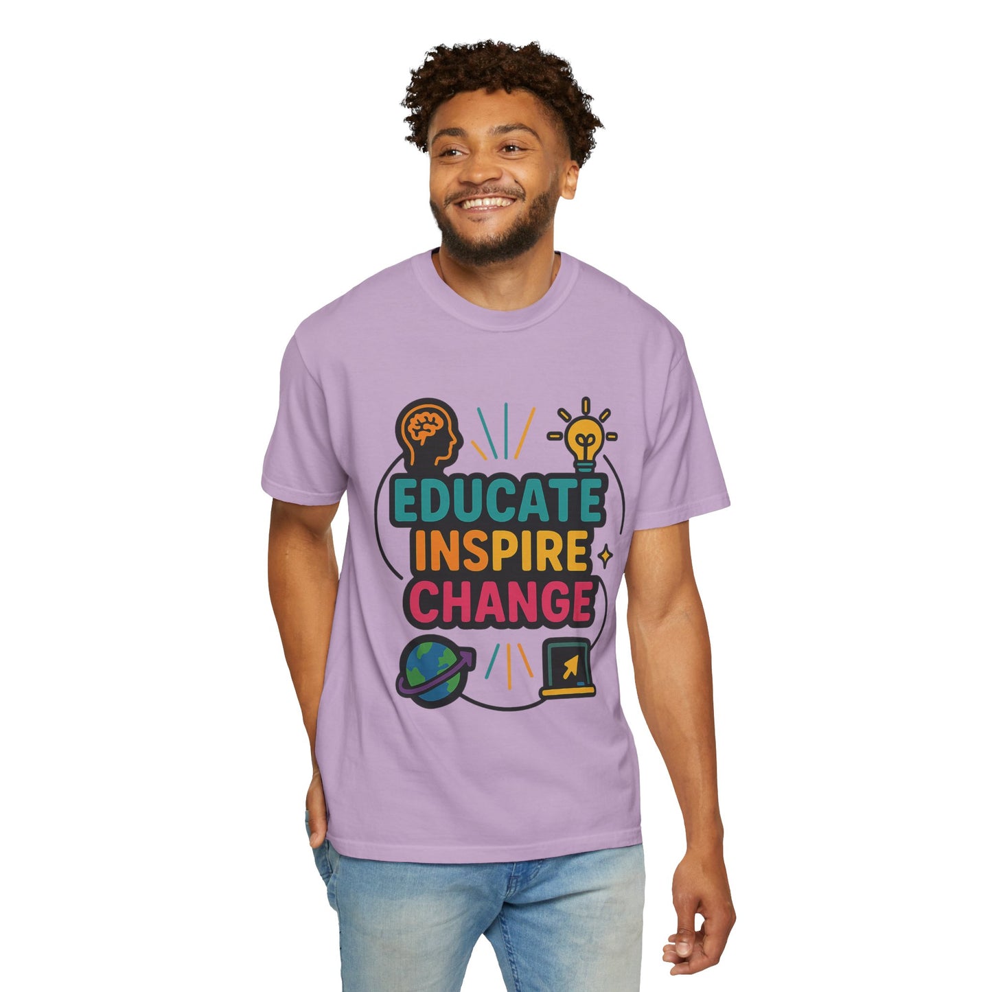Inspire Change Comfort Colors T-Shirt, Motivational Tee, Educate Inspire Change Shirt, Unisex Graphic Tee, Gift for Teachers, Educational Apparel