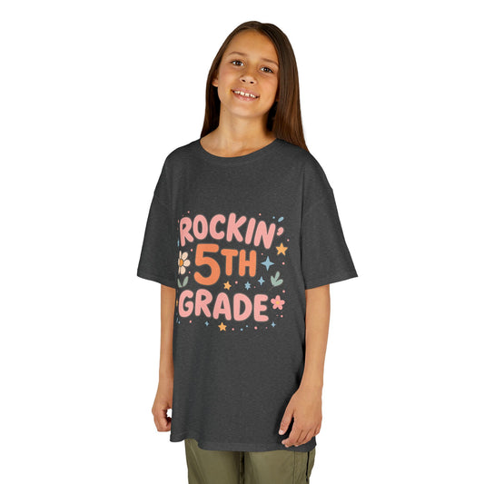 Rockin' 5th Grade Kids Tee, Lightweight Cotton T-Shirt, Back to School Shirt, 5th Grade Graduation Tee, Kids' Graphic Tee