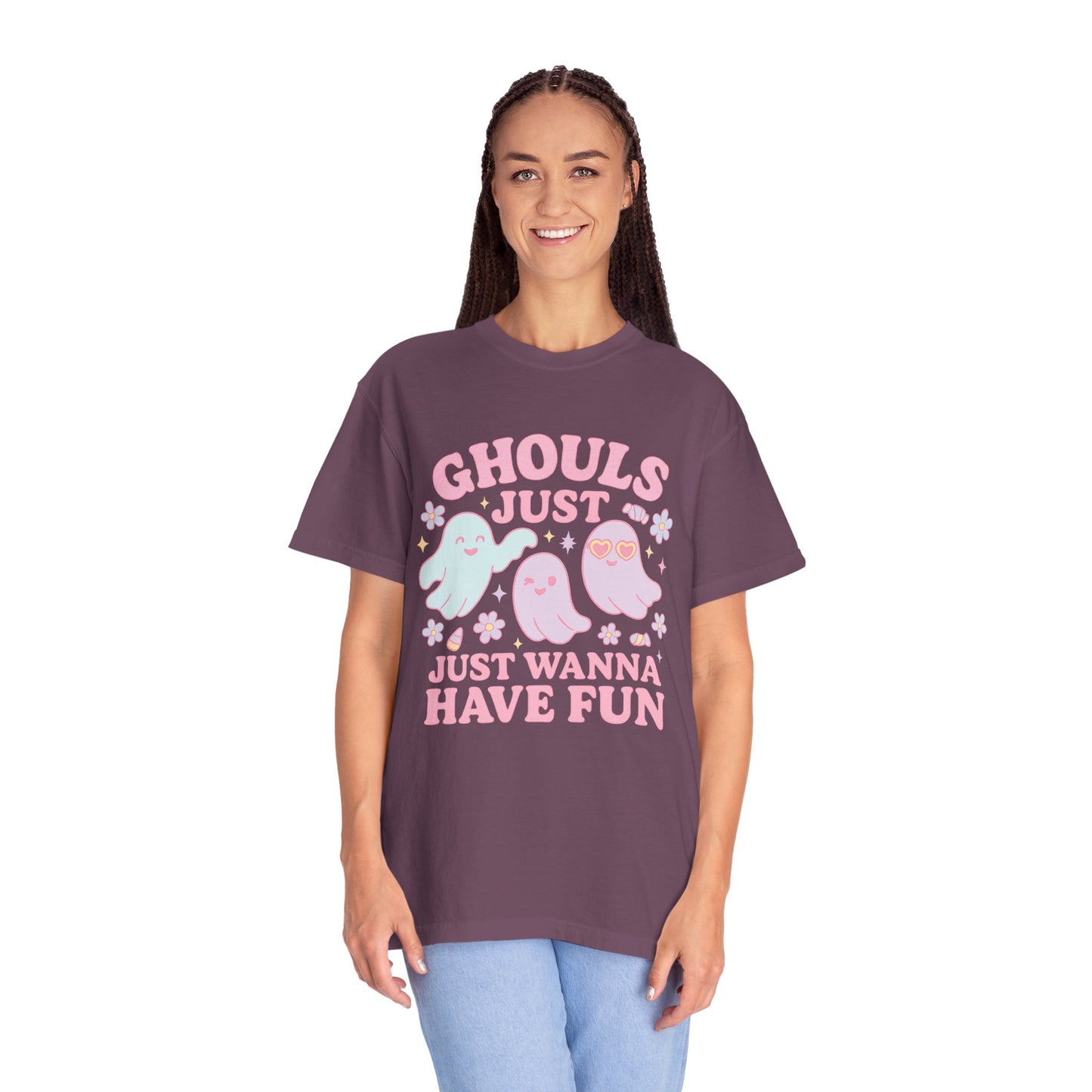 Ghouls Just Wanna Have Fun Comfort Colors T-Shirt, Spooky Vibes, Halloween Apparel, Unisex Graphic Tee, Cute Ghost Design, Casual Wear