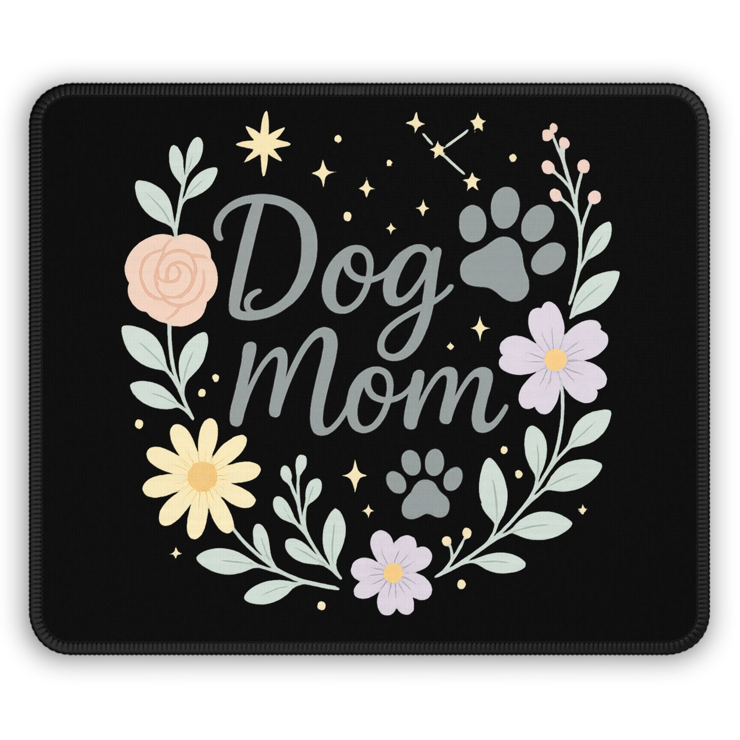 Dog Mom Gaming Mouse Pad | Pet Lover Gift, Floral Design, Office Decor, Gamers, Dog Person Accessories