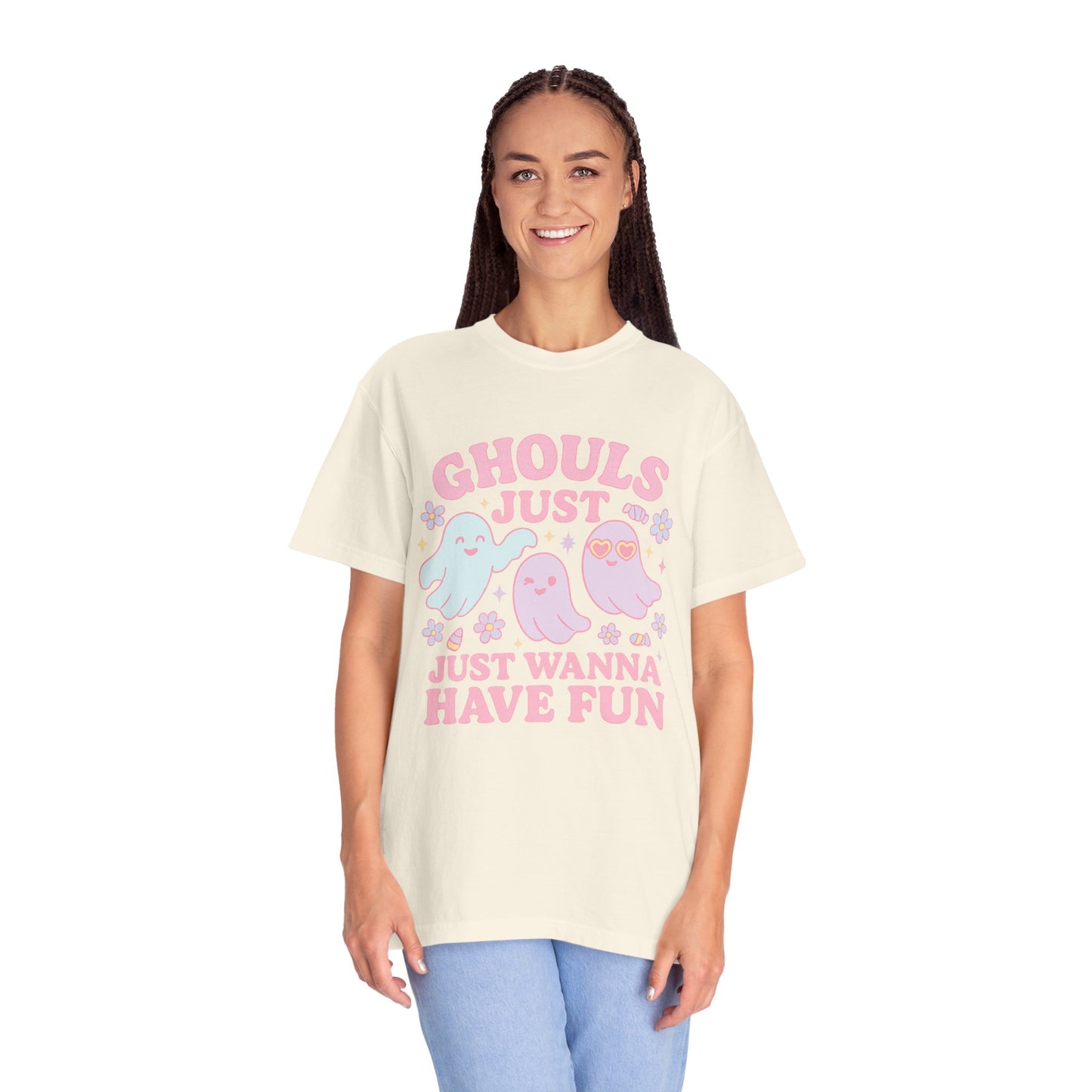 Ghouls Just Wanna Have Fun Comfort Colors T-Shirt, Spooky Vibes, Halloween Apparel, Unisex Graphic Tee, Cute Ghost Design, Casual Wear