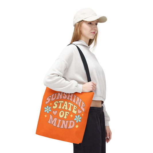 Sunshine State of Mind Tote Bag, Eco-Friendly Beach Bag, Summer Vibes, Gift for Friends, Casual Everyday Carryall, Fun Colorful Accessories