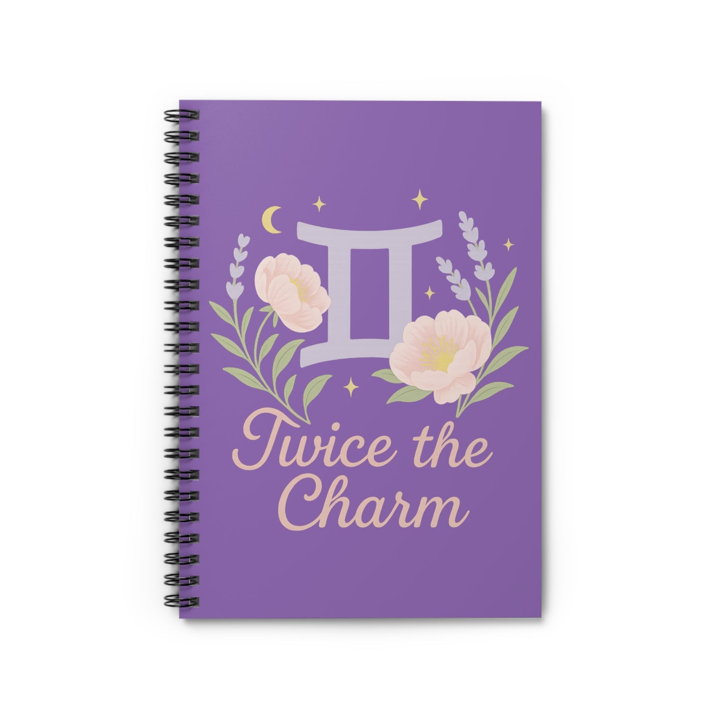 Gemini Spiral Notebook - Twice the Charm, Astrology Journal, Floral Notebook, Gift for Her, Daily Notebook