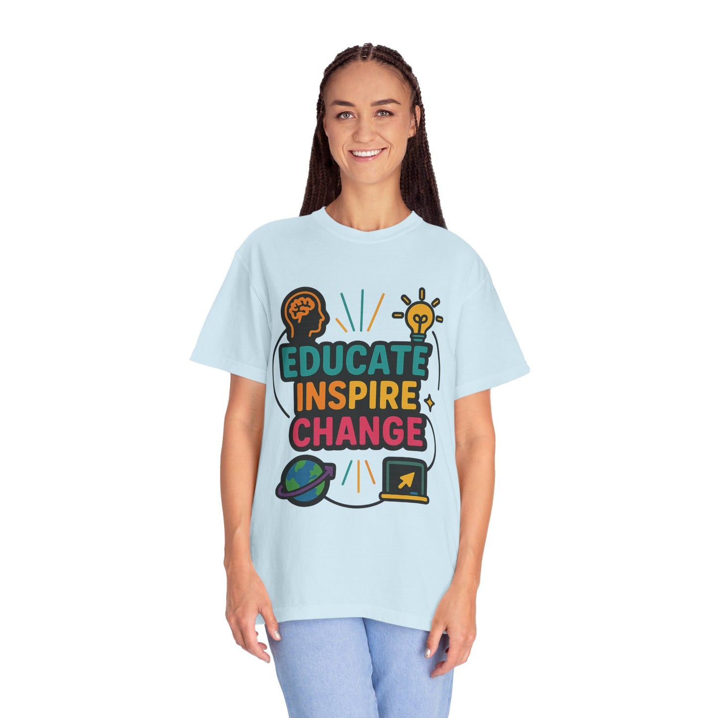 Inspire Change Comfort Colors T-Shirt, Motivational Tee, Educate Inspire Change Shirt, Unisex Graphic Tee, Gift for Teachers, Educational Apparel