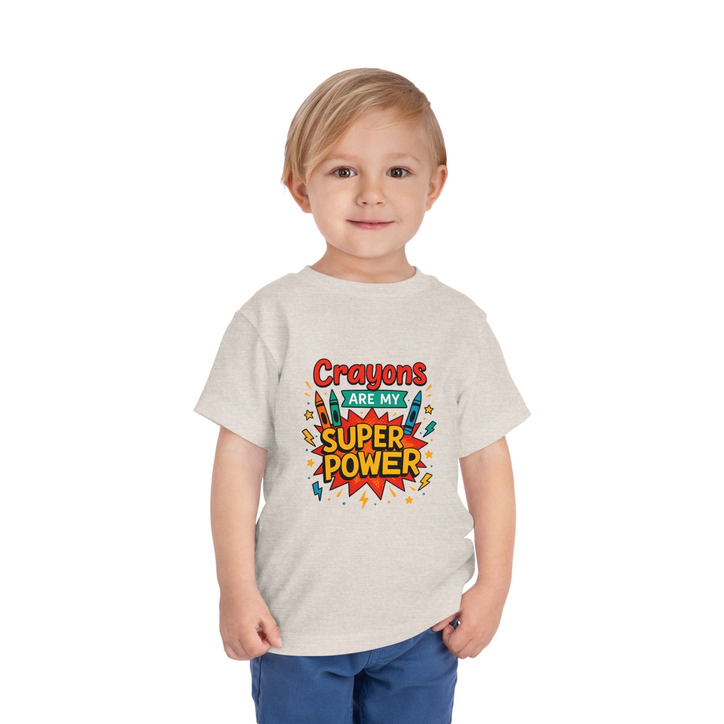 Toddler Super Power Tee, Kids' T-Shirt, Crayon Design, Gift for Preschoolers, Fun Summer Outfit, Birthday Gift Idea